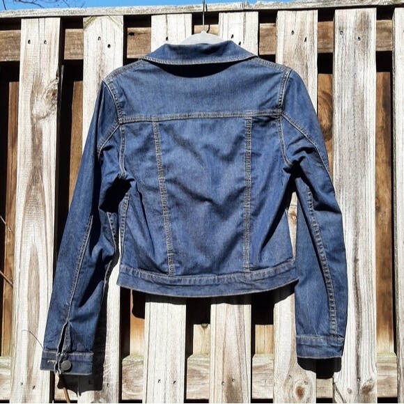 Americanino Blue Denim Jean Jacket Trucker Stretchy Cotton Elastane Size S - Picture 14 of 14